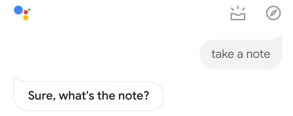 asking google assistant to take a note