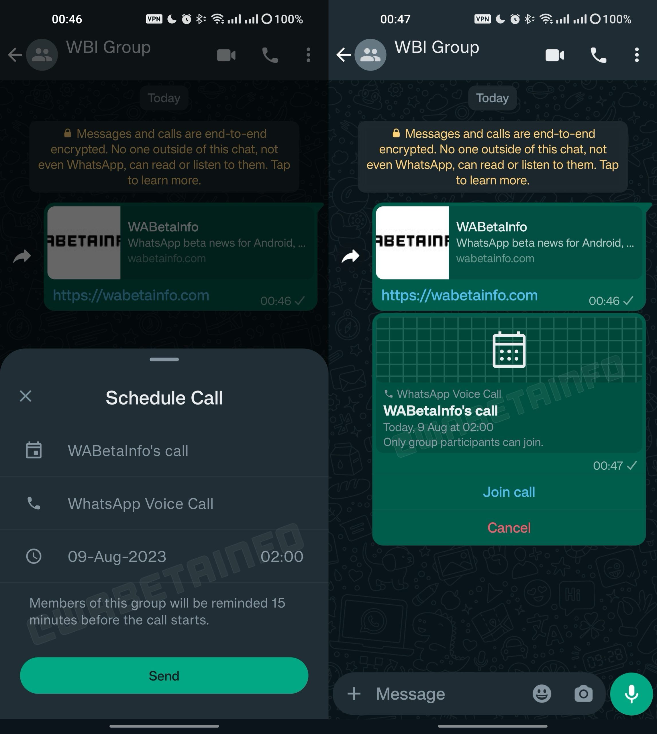 Whatsapp Call Scheduling